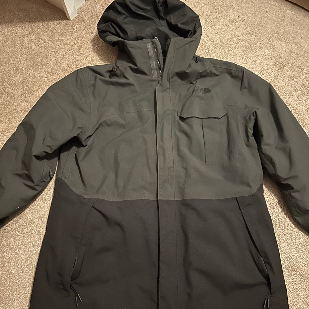 The North Face Men's Dark Green and Black Hooded Jacket